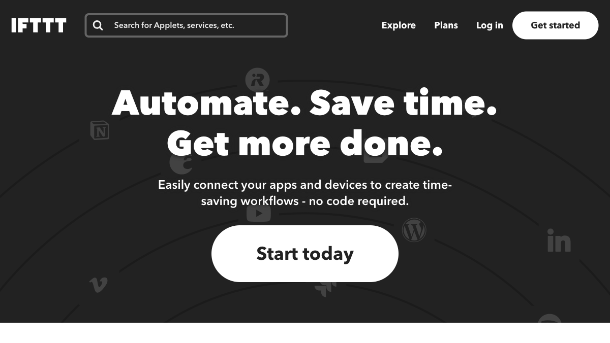 IFTTT homepage