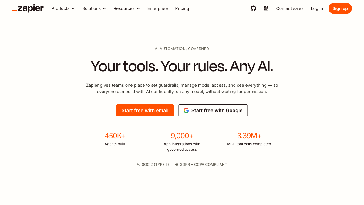 Zapier homepage